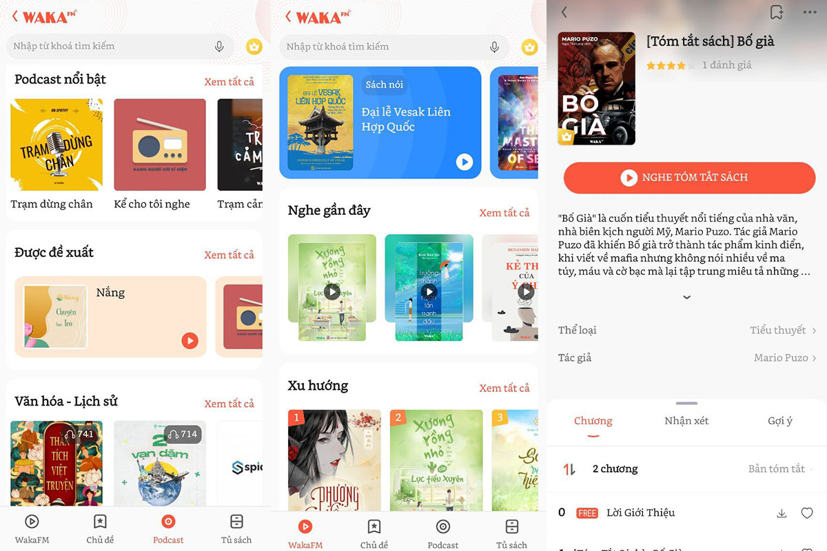 Giao diện Waka FM hiện đại và dễ tương tác với người dùng